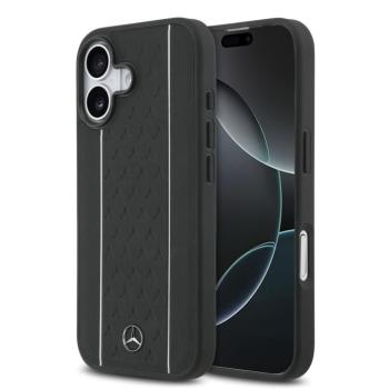 Mercedes Leather Star Pattern Stripes Apple iPhone 17 MagSafe hátlap tok, fekete kép