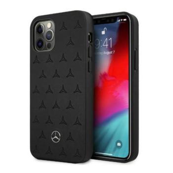 Mercedes MEHCP12LPSQBK iPhone 12 Pro Max 6,7&quot; fekete csillag mintás bőr keménytok kép
