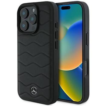 Mercedes MEHCP16L23RWRSK MB Waves Leather keménytok iPhone 16 Pro - fekete kép