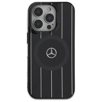 Mercedes MEHMP16S23HRSK MB Double Layer Crossed Lines MagSafe-kompatibilis keménytok iPhone 16 - fekete kép