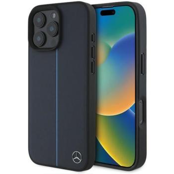 Mercedes MEHMP16X23RURBV MB Blue Line Leather MagSafe keménytok iPhone 16 Pro Max - tengerészkék kép