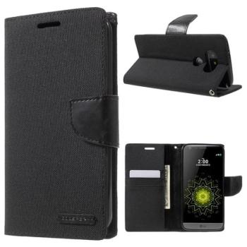 MERCURY Canvas Diary tok álló (FLIP, oldalra nyíló, asztali tartó funkció, textil hatás) FEKETE LG G5 (H850) kép