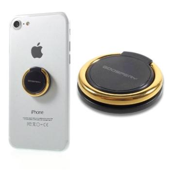 MERCURY RING telefontartó gyűrű (fém, ragasztható, telefon tartó, kitámasztó, 360°-ban forgatható) FEKETE / ARANY Motorola Moto G32 (XT2235), Motorola Moto E22 (XT2239), Xiaomi Poco M5s kép
