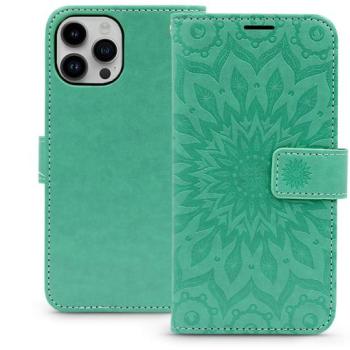 Mezzo Book Flip bőrtok - Apple iPhone 15 - mandala zöld kép