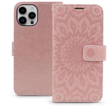 Mezzo Book Flip bőrtok - Apple iPhone 15 Pro - mandala rose gold kép
