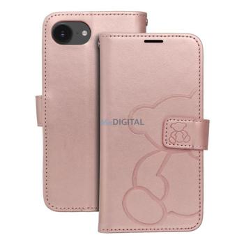 MEZZO könyvtok iPhone 16e - rózsaarany szín &quot;maci&quot; kép