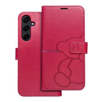 MEZZO könyvtok Samsung Galaxy A55 5G - élénk rózsaszín &quot;maci&quot; kép