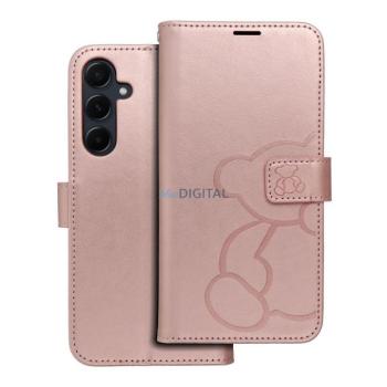 MEZZO könyvtok Samsung Galaxy A55 5G - rózsaarany szín &quot;maci&quot; kép
