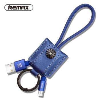 Micro usb adatkábel, 2.1A, 0.3m, bőr, kék, Remax RC-079m kép