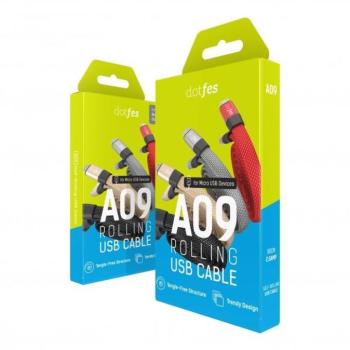 Micro USB adatkábel, Self-Rolling, 2A, piros, Dotfes A09M kép