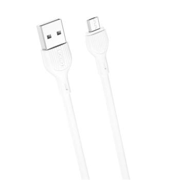 Micro USB gyorstöltő adatkábel, 2.1A, 1M, fehér, XO-NB200 kép
