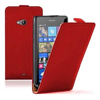 Microsoft Lumia 540 piros szilikon keretes vékony flip tok kép