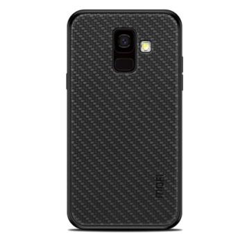 MOFI HONOR műanyag telefonvédő (szilikon keret, bőr hatású hátlap, fonott minta) FEKETE Samsung Galaxy A6 (2018) SM-A600F kép