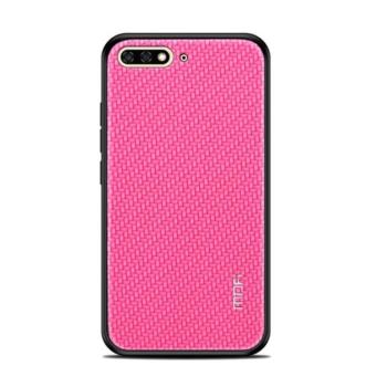 MOFI HONOR műanyag telefonvédő (szilikon keret, bőr hatású hátlap, fonott minta) MAGENTA Huawei Y6 (2018) kép