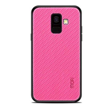 MOFI HONOR műanyag telefonvédő (szilikon keret, bőr hatású hátlap, fonott minta) MAGENTA Samsung Galaxy A6 (2018) SM-A600F kép