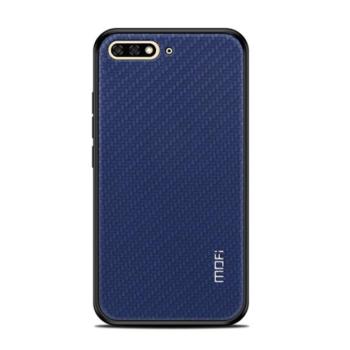 MOFI HONOR műanyag telefonvédő (szilikon keret, bőr hatású hátlap, fonott minta) SÖTÉTKÉK Huawei Y6 (2018) kép