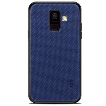 MOFI HONOR műanyag telefonvédő (szilikon keret, bőr hatású hátlap, fonott minta) SÖTÉTKÉK Samsung Galaxy A6 (2018) SM-A600F kép