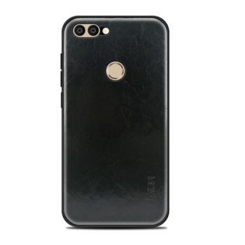 MOFI műanyag telefonvédő (szilikon keret, bőr hatású hátlap) FEKETE Huawei P Smart (2018) kép