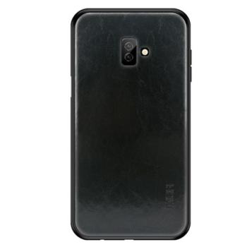 MOFI műanyag telefonvédő (szilikon keret, bőr hatású hátlap) FEKETE Samsung Galaxy J6 Plus (SM-J610F) kép