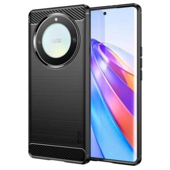 MOFI szilikon telefonvédő (közepesen ütésálló, légpárnás sarok, szálcsiszolt, karbon minta) FEKETE Honor Magic5 Lite 5G kép