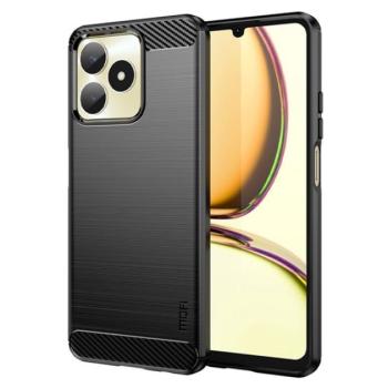 MOFI szilikon telefonvédő (közepesen ütésálló, légpárnás sarok, szálcsiszolt, karbon minta) FEKETE Realme C53 kép