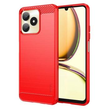 MOFI szilikon telefonvédő (közepesen ütésálló, légpárnás sarok, szálcsiszolt, karbon minta) PIROS Realme C53 kép