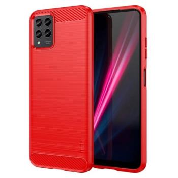 MOFI szilikon telefonvédő (közepesen ütésálló, légpárnás sarok, szálcsiszolt, karbon minta) PIROS T Phone Pro 5G kép