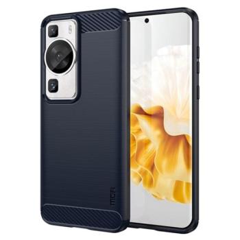 MOFI szilikon telefonvédő (közepesen ütésálló, légpárnás sarok, szálcsiszolt, karbon minta) SÖTÉTKÉK Huawei P60 Pro kép