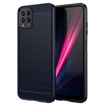 MOFI szilikon telefonvédő (közepesen ütésálló, légpárnás sarok, szálcsiszolt, karbon minta) SÖTÉTKÉK T Phone Pro 5G kép