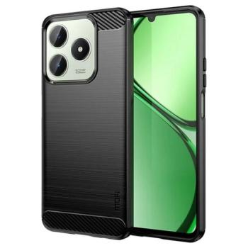 MOFI szilikon telefonvédő (ütésállóság, légpárnás sarok, szálcsiszolt, karbon minta) FEKETE Realme C61 4G kép