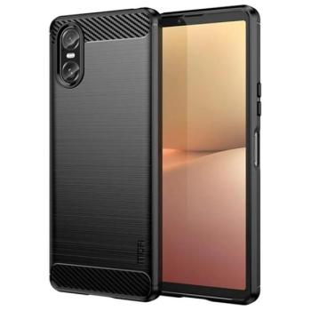 MOFI szilikon telefonvédő (ütésállóság, légpárnás sarok, szálcsiszolt, karbon minta) FEKETE Sony Xperia 10 VI kép