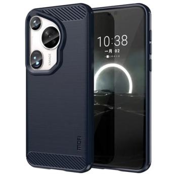 MOFI szilikon telefonvédő (ütésállóság, légpárnás sarok, szálcsiszolt, karbon minta) SÖTÉTKÉK Huawei Pura 70 Ultra kép