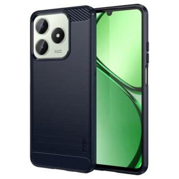 MOFI szilikon telefonvédő (ütésállóság, légpárnás sarok, szálcsiszolt, karbon minta) SÖTÉTKÉK Realme C61 4G kép