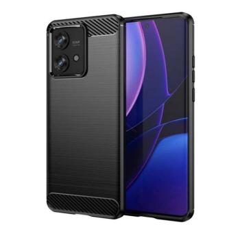 Motorola Edge 40 Neo, Szilikon tok, közepesen ütésálló, szálcsiszolt, karbon minta, fekete kép