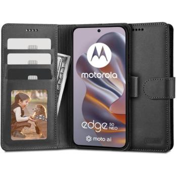 Motorola Edge 50 Neo, Oldalra nyíló tok, stand, mágnes csattal, TP Wallett, fekete kép