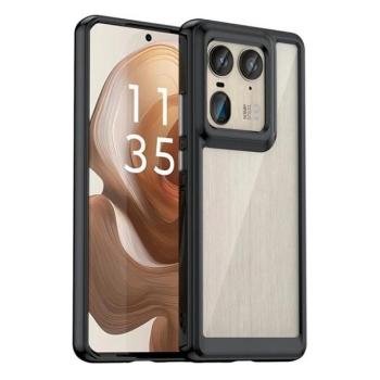 Motorola Edge 50 Ultra, Műanyag hátlap védőtok + szilikon keret, közepesen ütésálló, átlátszó hátlap, fekete kép