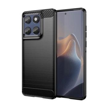 Motorola Edge 60 Fusion, Szilikon tok, közepesen ütésálló, szálcsiszolt, karbon minta, fekete kép