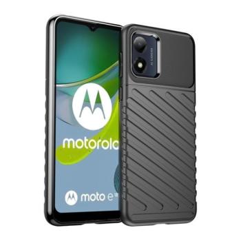 Motorola Moto E13, Szilikon tok, közepesen ütésálló, domború csíkos minta, fekete kép