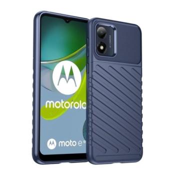 Motorola Moto E13, Szilikon tok, közepesen ütésálló, domború csíkos minta, sötétkék kép
