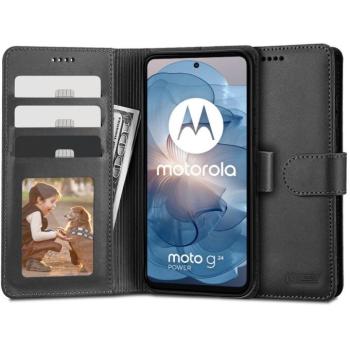 Motorola Moto G04 / G04s / G24 / G24 Power / E14, Oldalra nyíló tok, stand, mágnes csattal, TP Wallett, fekete kép