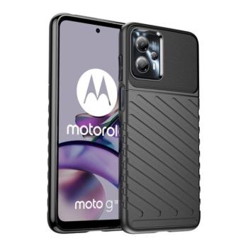 Motorola Moto G13 / G23, Szilikon tok, közepesen ütésálló, domború csíkos minta, fekete kép