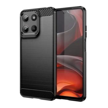 Motorola Moto G15, közepesen ütésálló, szálcsiszolt, karbon minta, fekete kép