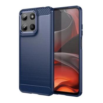 Motorola Moto G15, közepesen ütésálló, szálcsiszolt, karbon minta, sötétkék kép