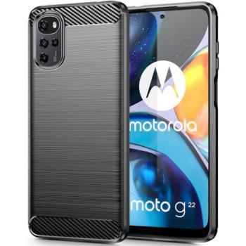 Motorola Moto G22 / E32 / E32s, Szilikon tok, közepesen ütésálló, szálcsiszolt, karbon minta, fekete kép