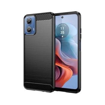 Motorola Moto G34, Szilikon tok, közepesen ütésálló, szálcsiszolt, karbon minta, sötétkék kép