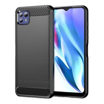 Motorola Moto G50, Szilikon tok, közepesen ütésálló, szálcsiszolt, karbon minta, fekete kép