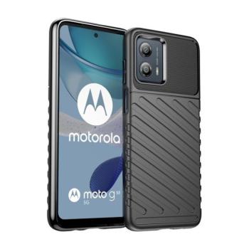Motorola Moto G53, Szilikon tok, közepesen ütésálló, domború csíkos minta, fekete kép