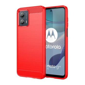 Motorola Moto G53, Szilikon tok, közepesen ütésálló, szálcsiszolt, karbon minta, piros kép