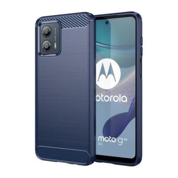 Motorola Moto G53, Szilikon tok, közepesen ütésálló, szálcsiszolt, karbon minta, sötétkék kép