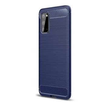 Motorola Moto G7, TPU szilikon tok, közepesen ütésálló, szálcsiszolt, karbon minta, sötétkék kép